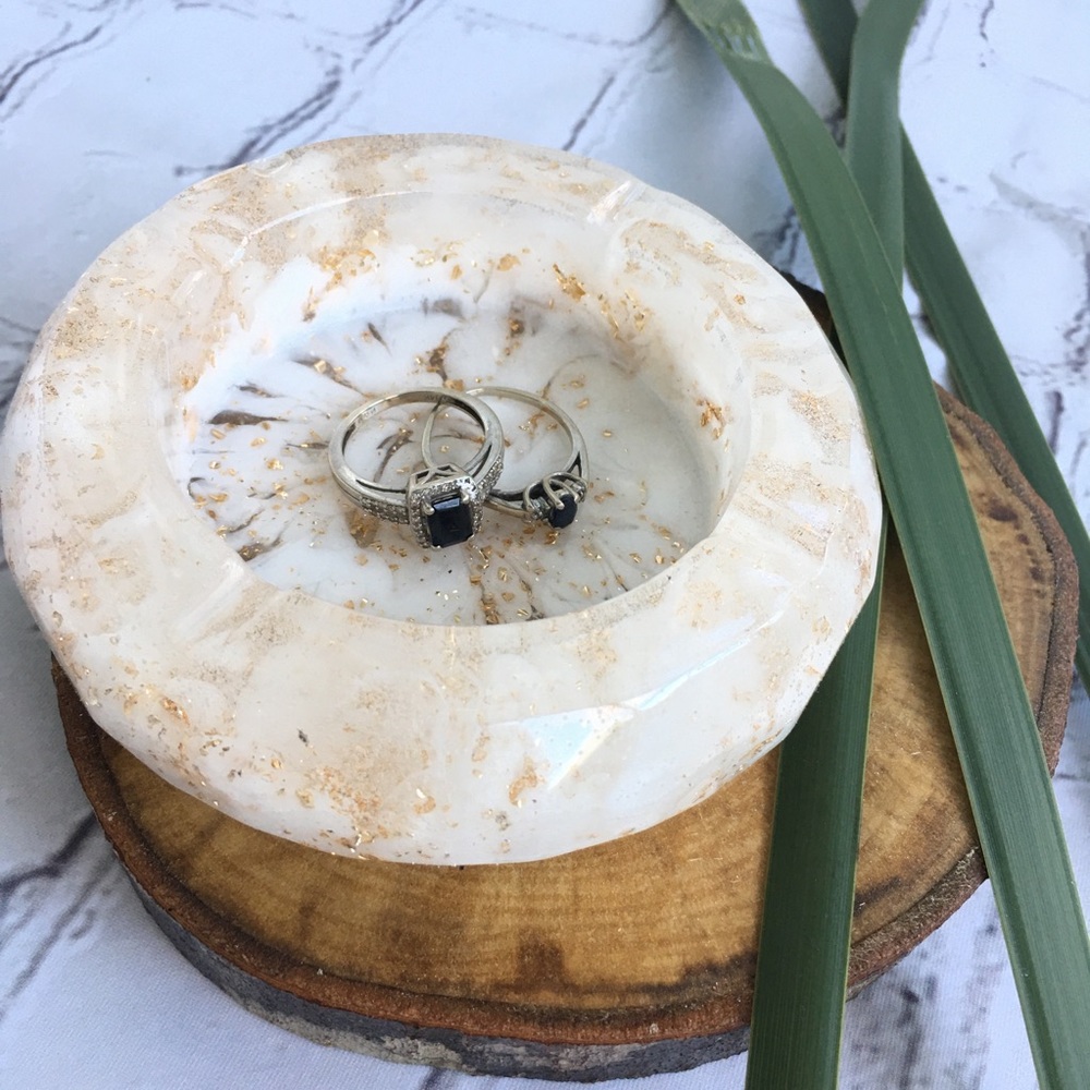 White and Gold ring/ jewelry holder